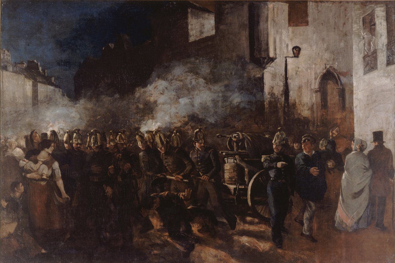 Bombeiros correndo para o fogo de Gustave Courbet