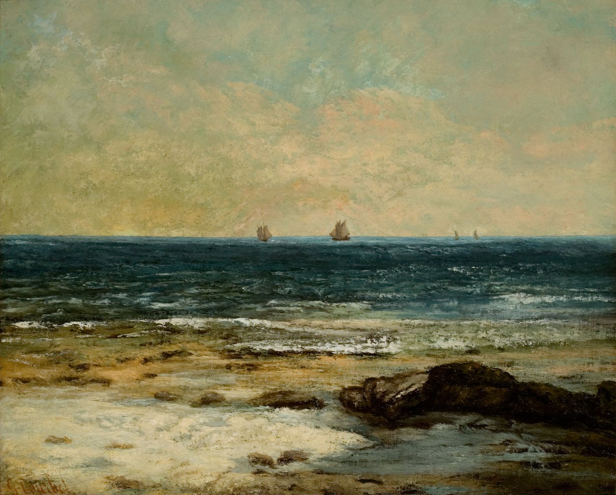 Francês: Les Bords de la mer à Palavas de Gustave Courbet