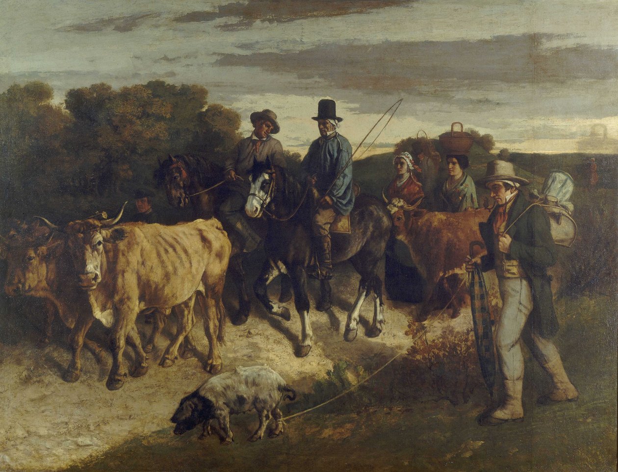 Francês:  Les Paysans de Flagey revenant de la foire Camponeses de Flagey regressam da feira de Gustave Courbet