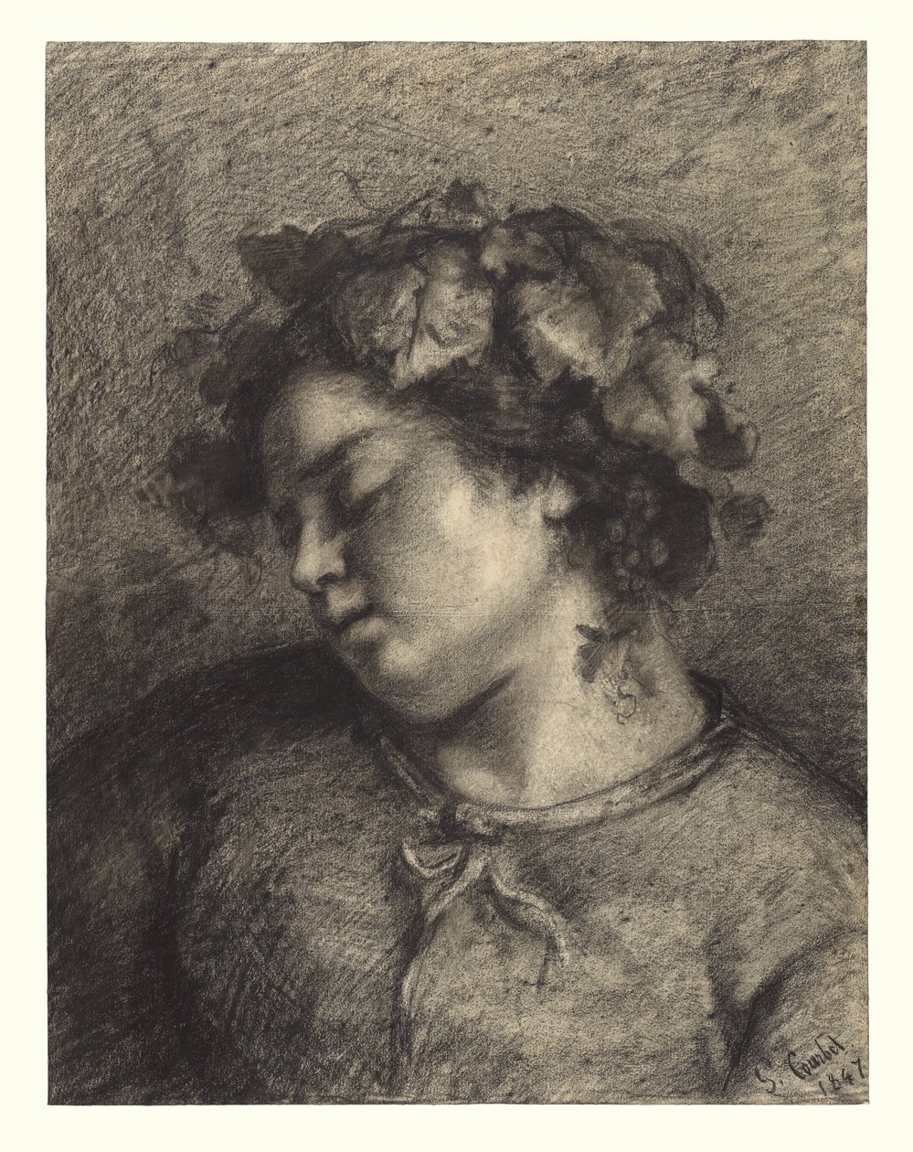 Cabeça de uma Bacante adormecida de Gustave Courbet