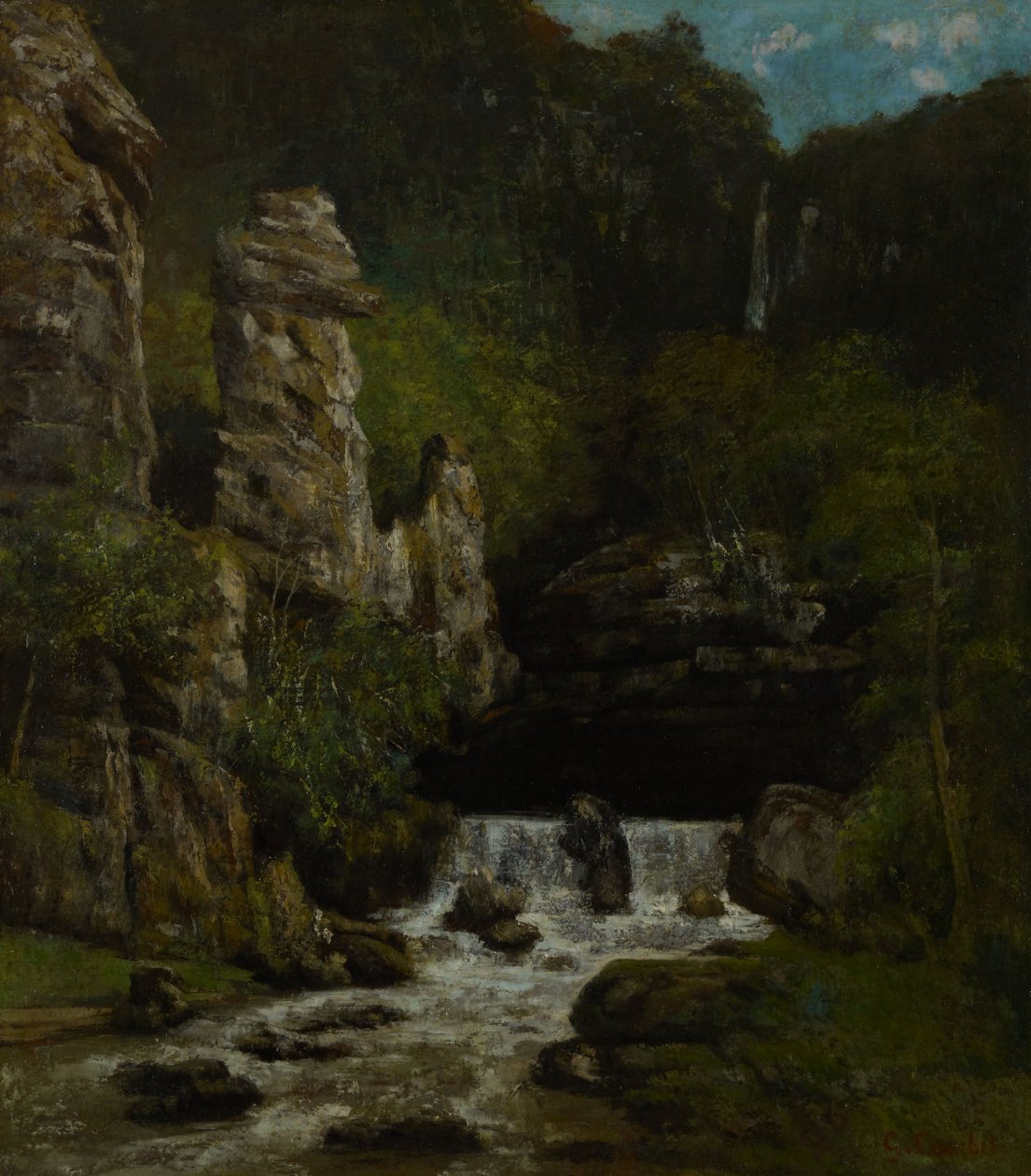 Paisagem com uma cascata de Gustave Courbet