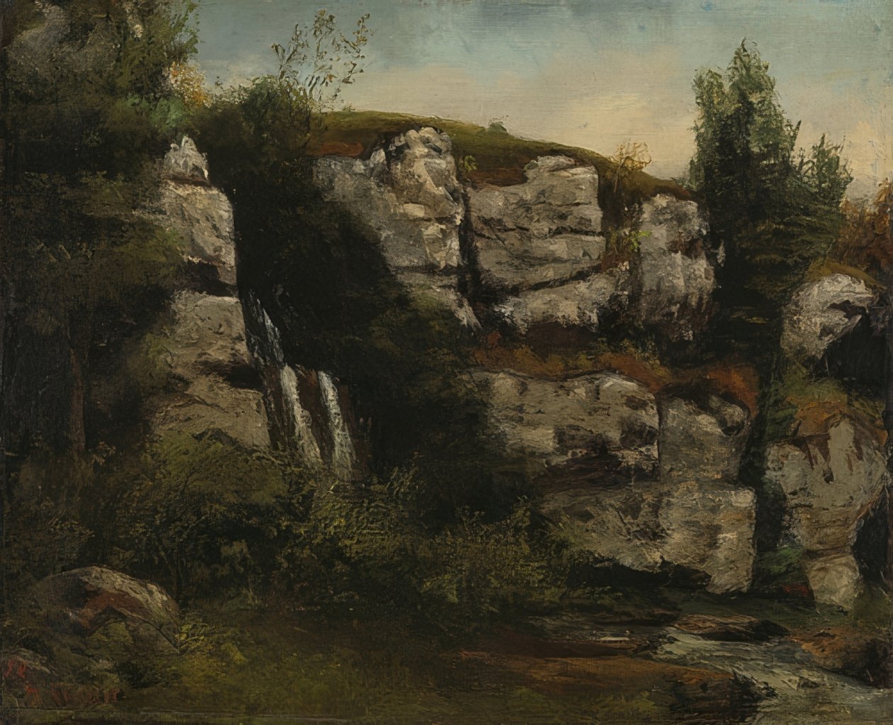 Paisagem com pedras e cachoeira. 1872 de Gustave Courbet