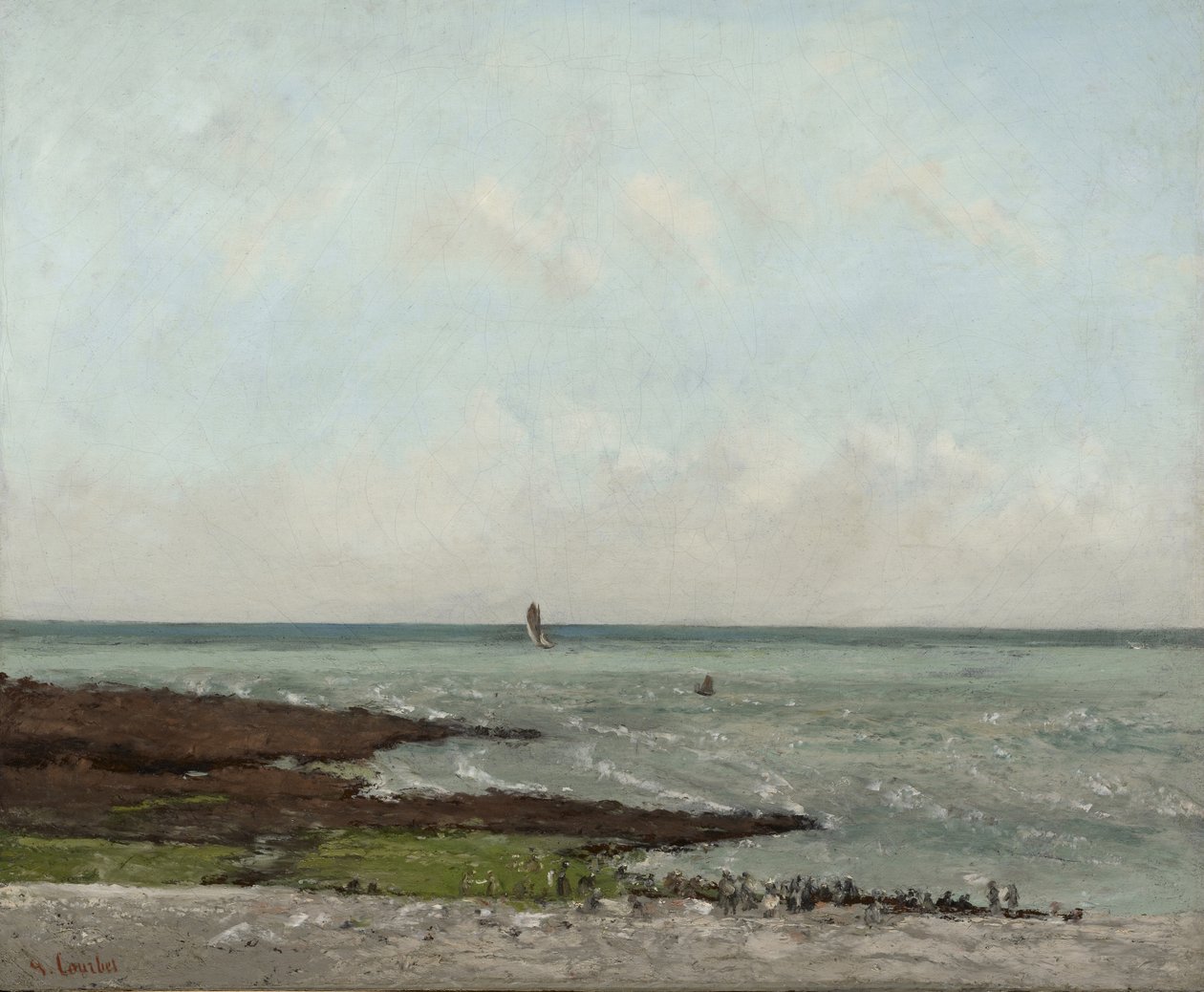 Lavadeiras na maré baixa, Étretat, 1866 ou 1869 de Gustave Courbet