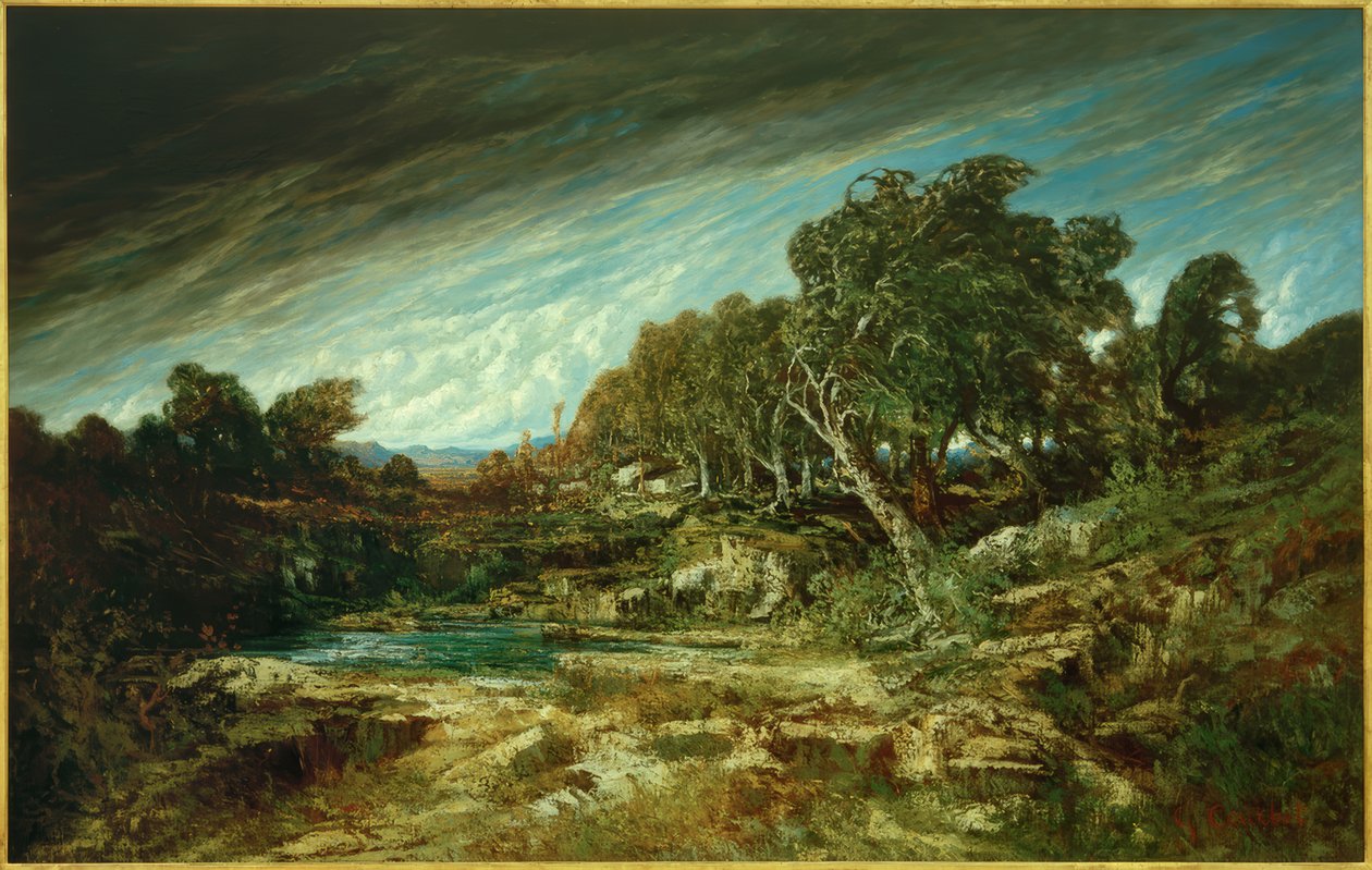 O vendaval do vento, floresta de Fontainebleau de Gustave Courbet