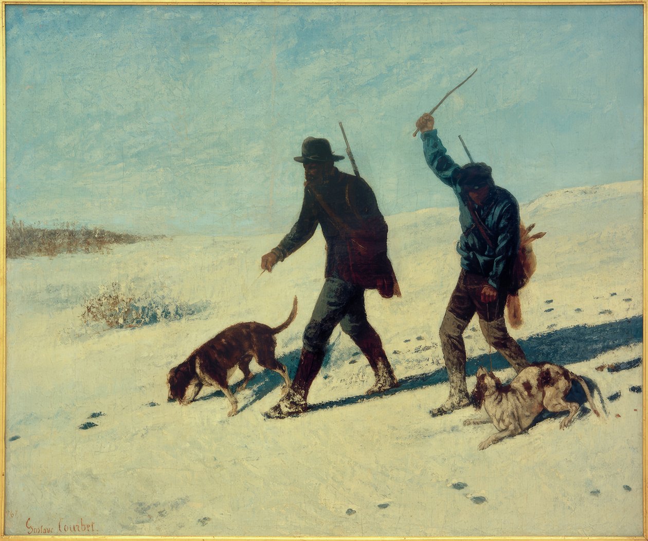 Caçadores na neve de Gustave Courbet