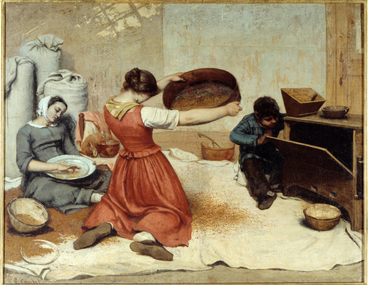 Les sibleuses de ble Painting de Gustave Courbet (1819-1877) 1854 Dim. 1,31 x 1,67 m Nantes, Musee des Beaux Arts de Gustave Courbet