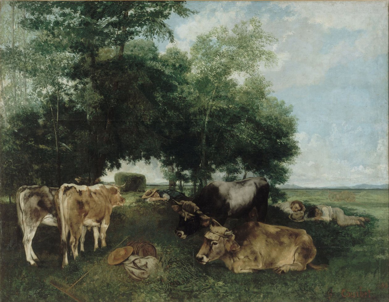 Soneca durante a temporada de feno, montanhas Doubs de Gustave Courbet