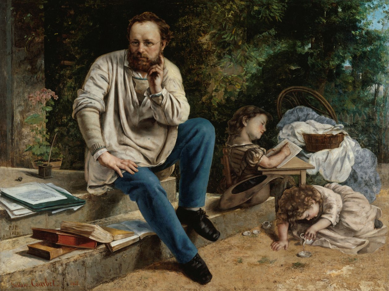 Pierre-Joseph Proudhon 1809-1865 e seus filhos, 1865. de Gustave Courbet