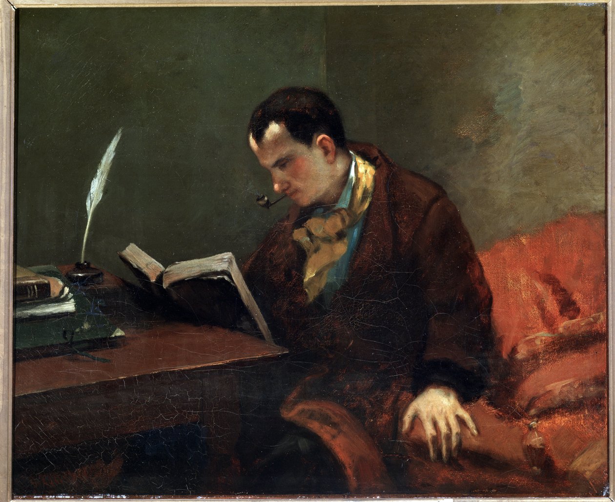 Retrato do poeta Charles Baudelaire - óleo sobre tela de Gustave Courbet