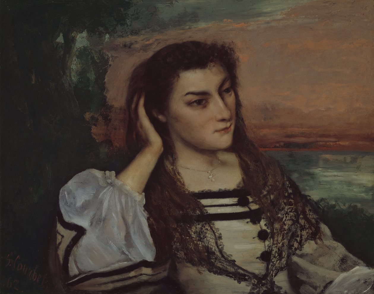 Rêverie (Retrato de Gabrielle Borreau) de Gustave Courbet