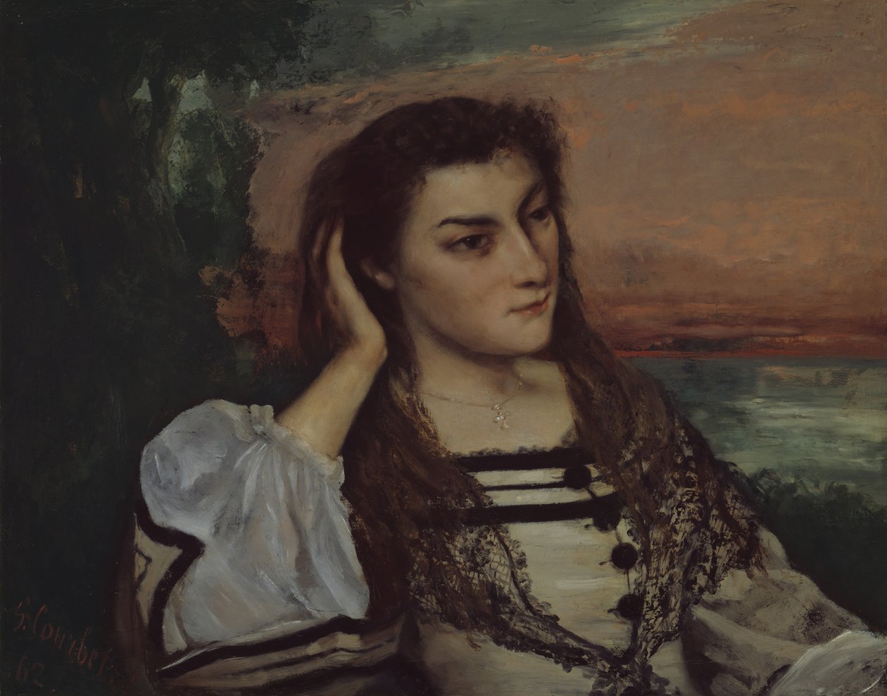 Retrato de devaneio de Gabrielle Borreau, 1862. de Gustave Courbet