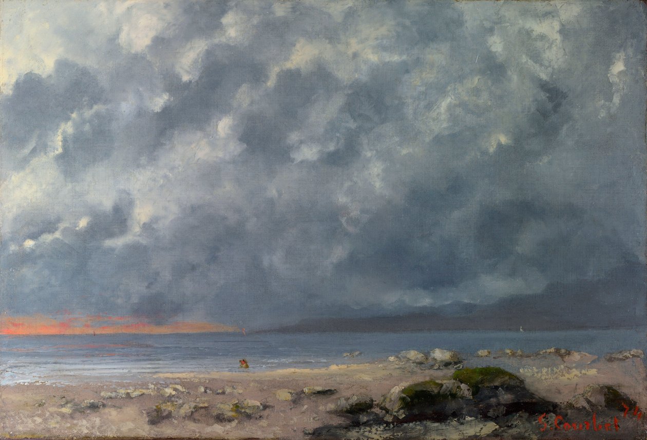 "Cena de plage" (Cena de praia) Peinture de Gustave Courbet (1819-1877) - 1874 - Óleo sobre tela Dim 38x55,5 cm Galeria Nacional, Londres de Gustave Courbet