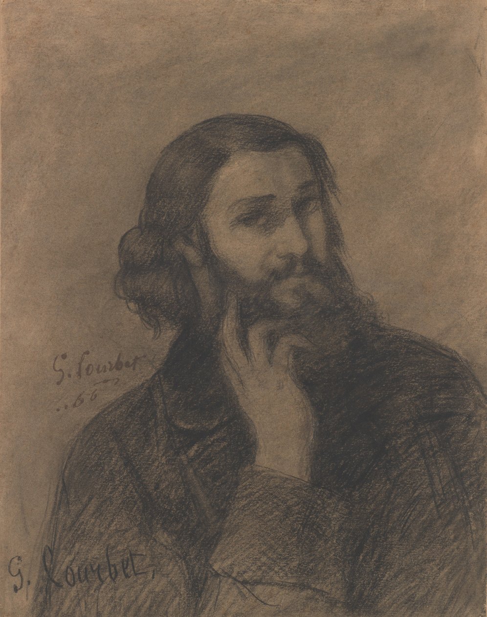 Auto-retrato, c.1866 (lápis) de Gustave Courbet