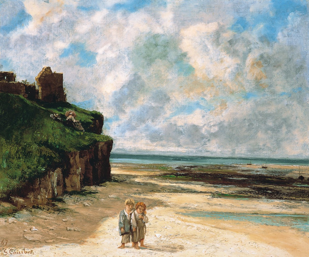 A praia em Saint-Aubin-sur-Mer de Gustave Courbet