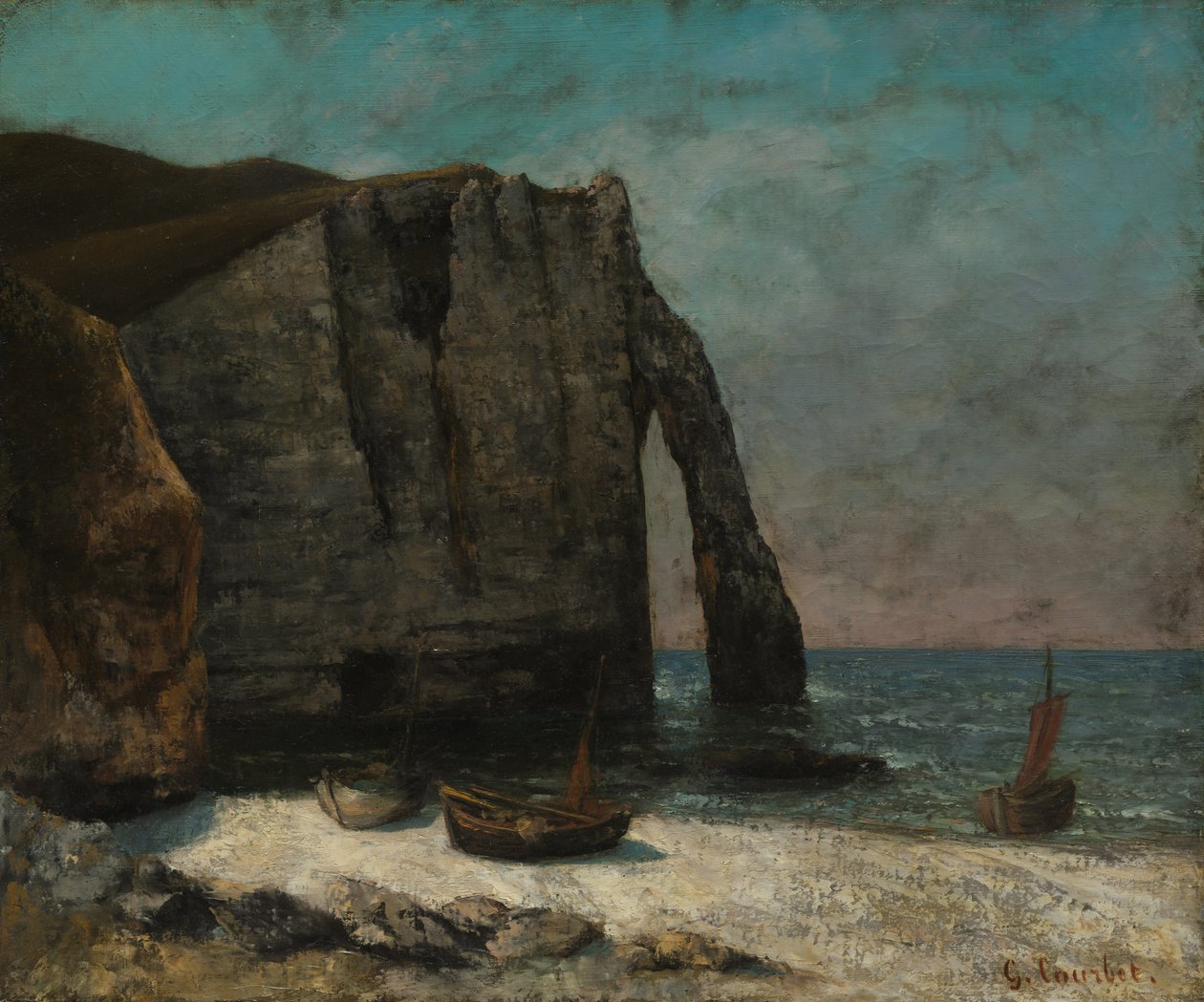 O penhasco em Étretat, depois de 1872. de Gustave Courbet
