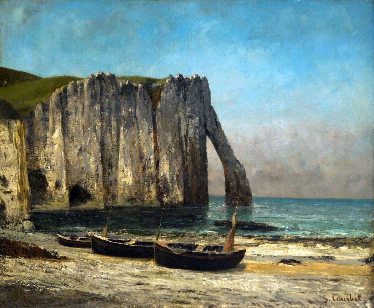 Os penhascos em Étretat, 1869. de Gustave Courbet