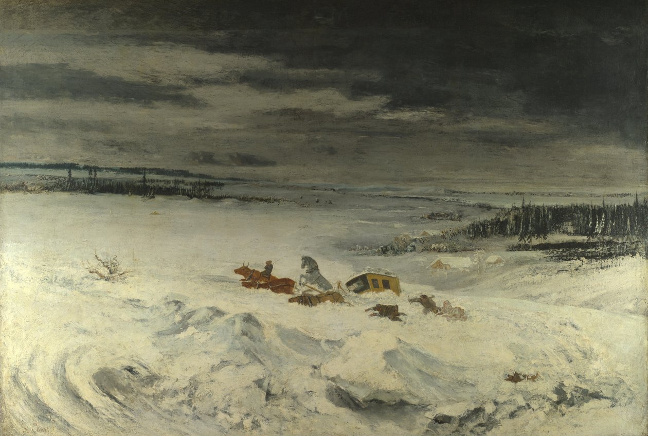 A Diligência na Neve, 1860 de Gustave Courbet