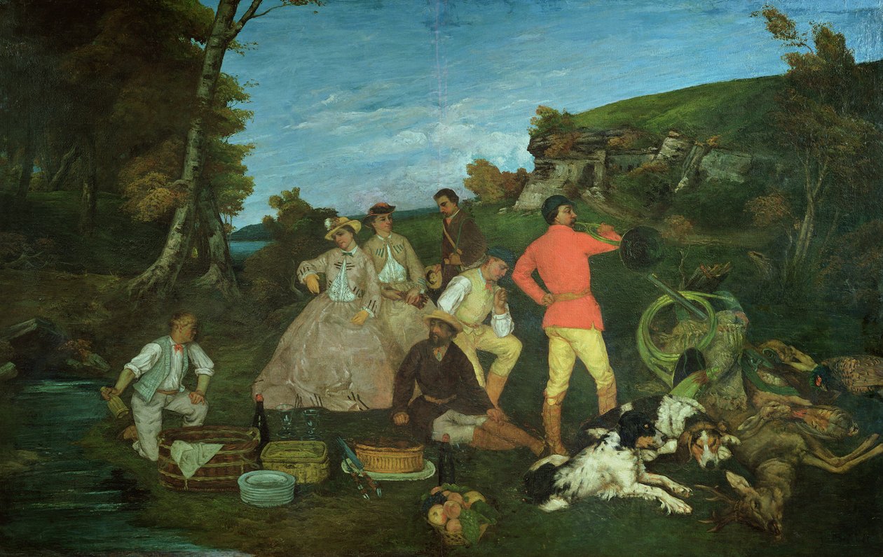 O piquenique do caçador de Gustave Courbet