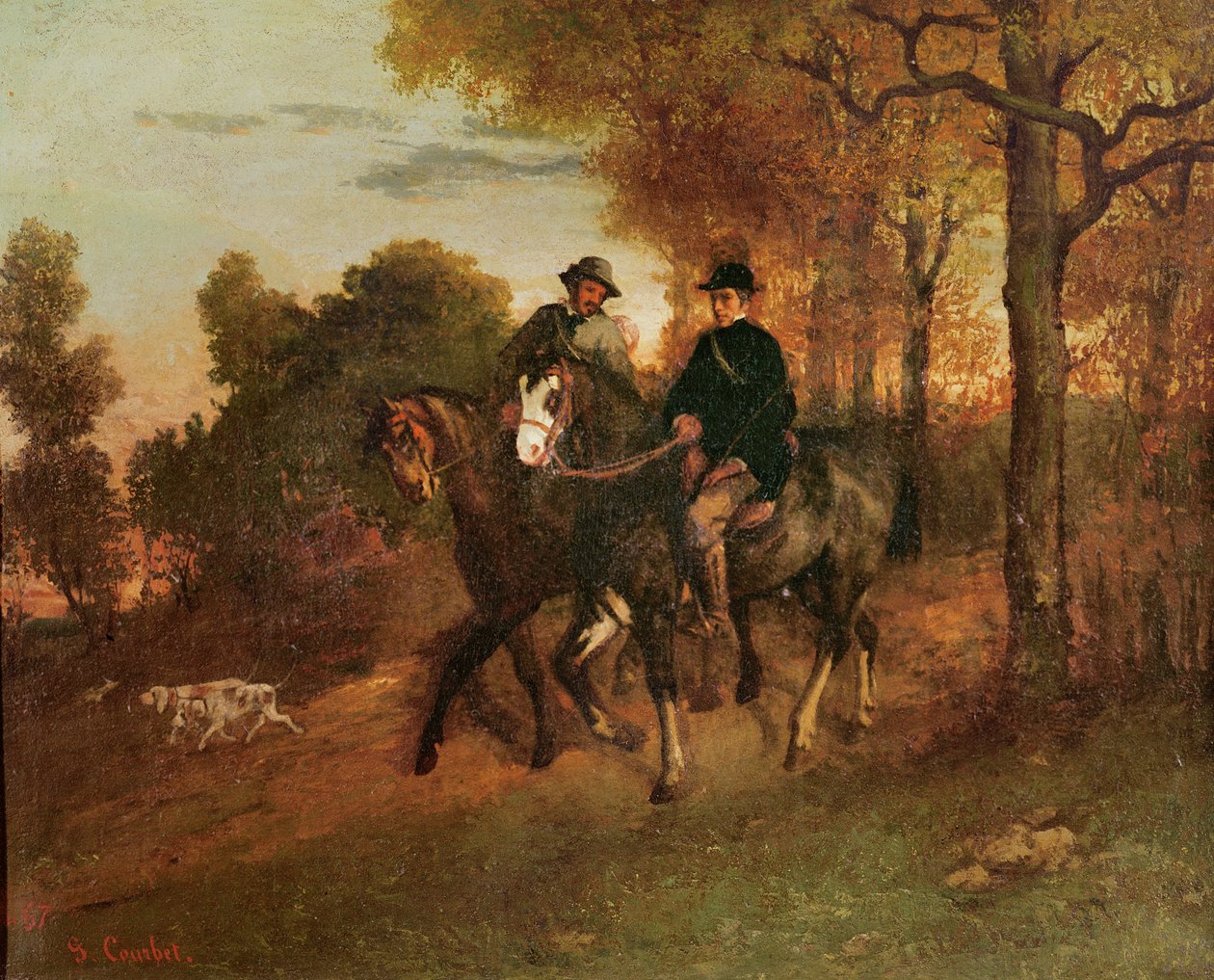 O retorno da caça, 1857 de Gustave Courbet