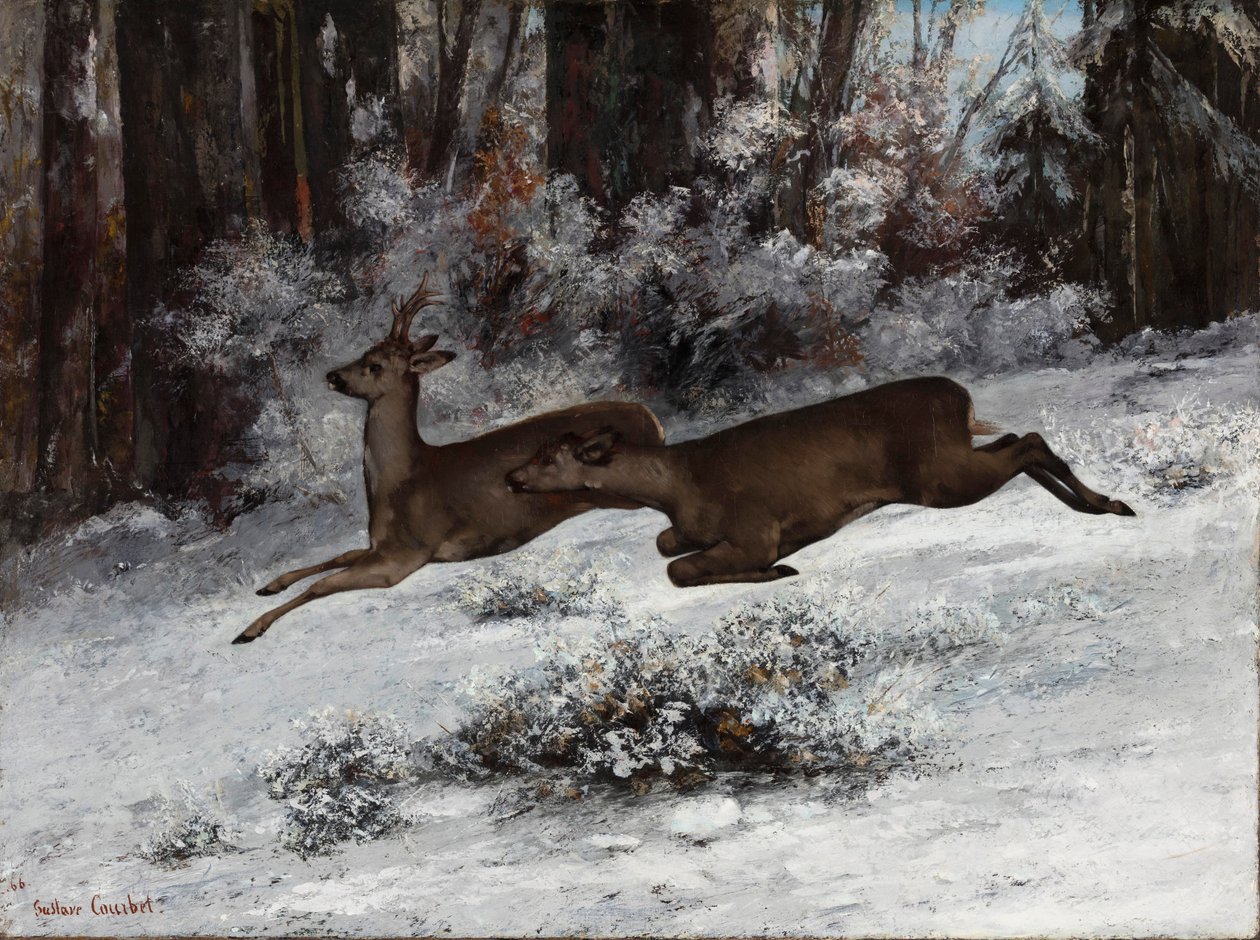 The Ruse, Roe Deer Hunting Episódio Franche-Comte, 1866. de Gustave Courbet