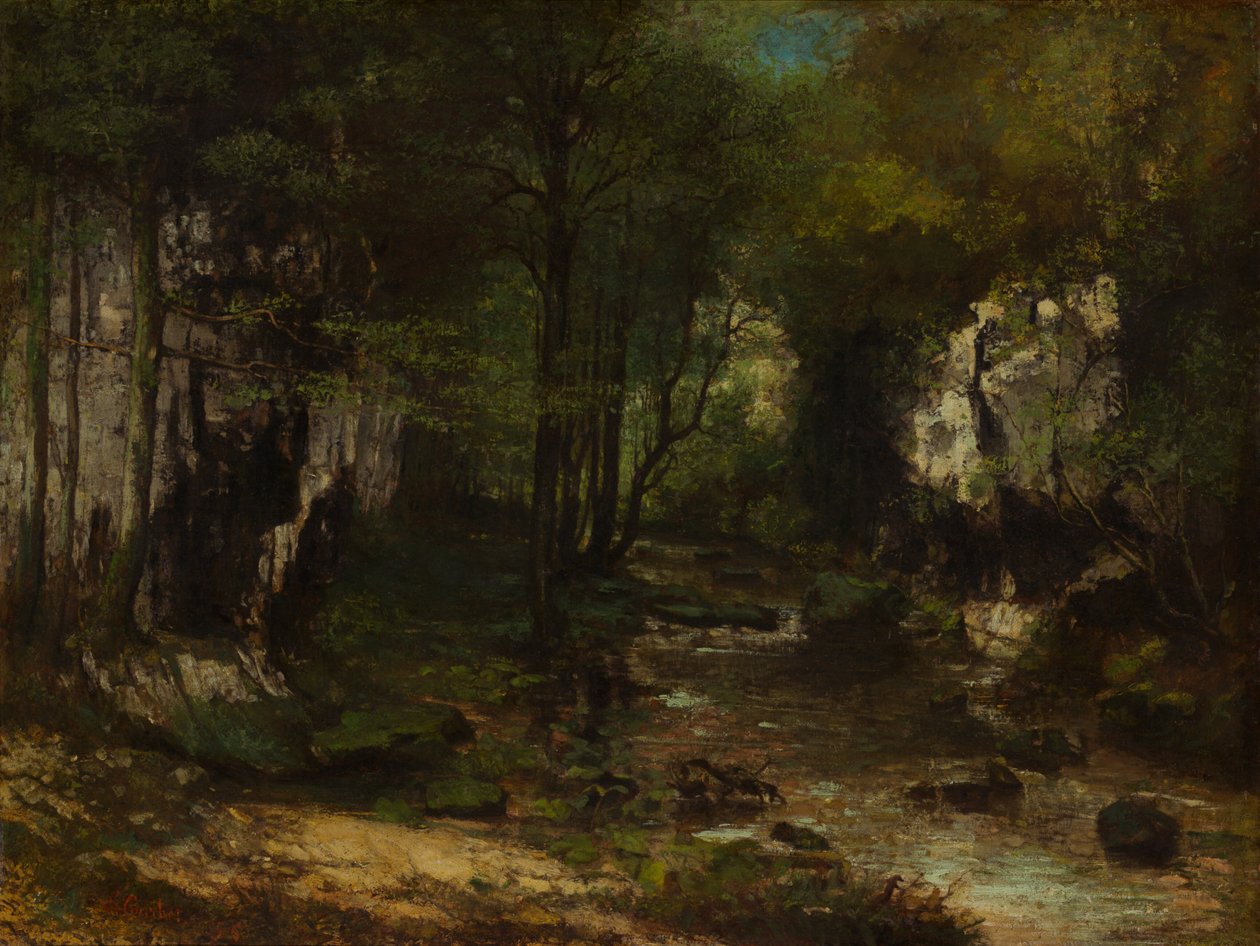 O córrego (Le Ruisseau du Puits-Noir; Vale do Loue) de Gustave Courbet