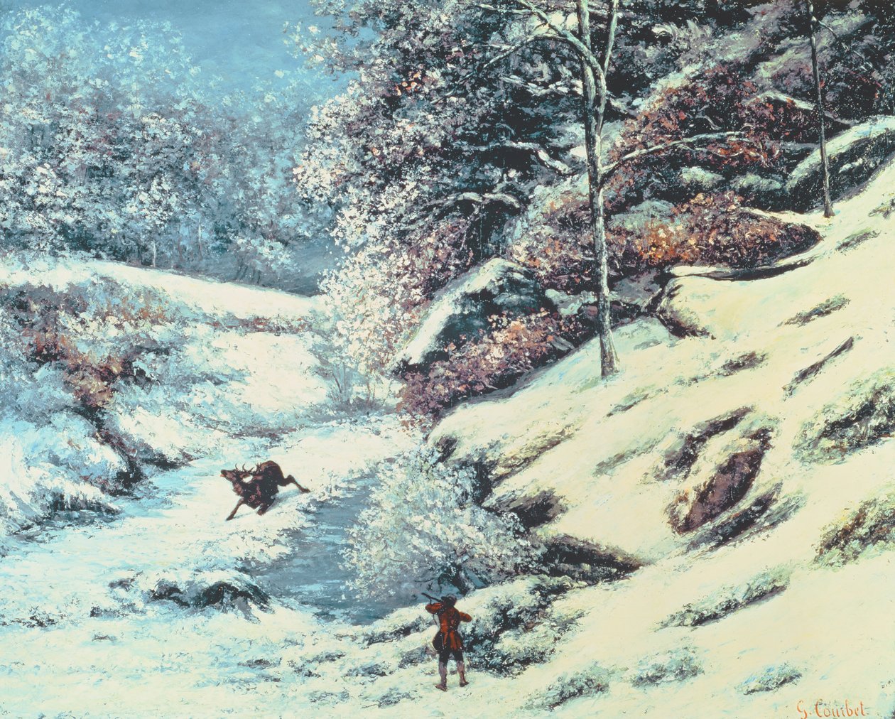 O Veado Ferido, c.1869 de Gustave Courbet