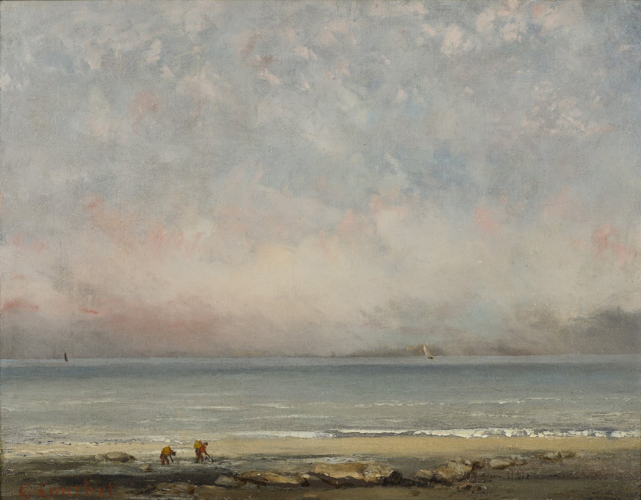 A praia de Trouville, ca 1865. de Gustave Courbet