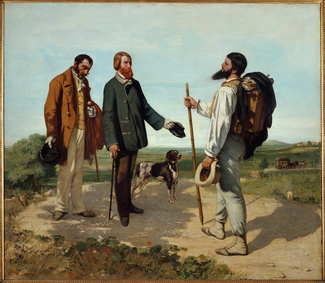 A reunião ou "Olá, Sr. Courbet". O encontro entre Alfred Bruyas e Gustave Courbet. Pintura de Gustave Courbet (1819-1877) de Gustave Courbet