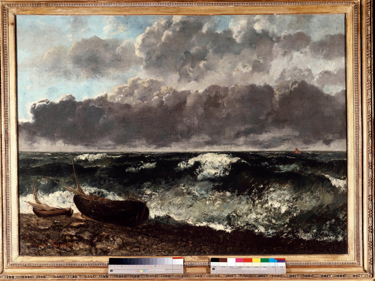 O mar tempestuoso diz que a onda. Pintura de Gustave Courbet (1819-1877) de Gustave Courbet