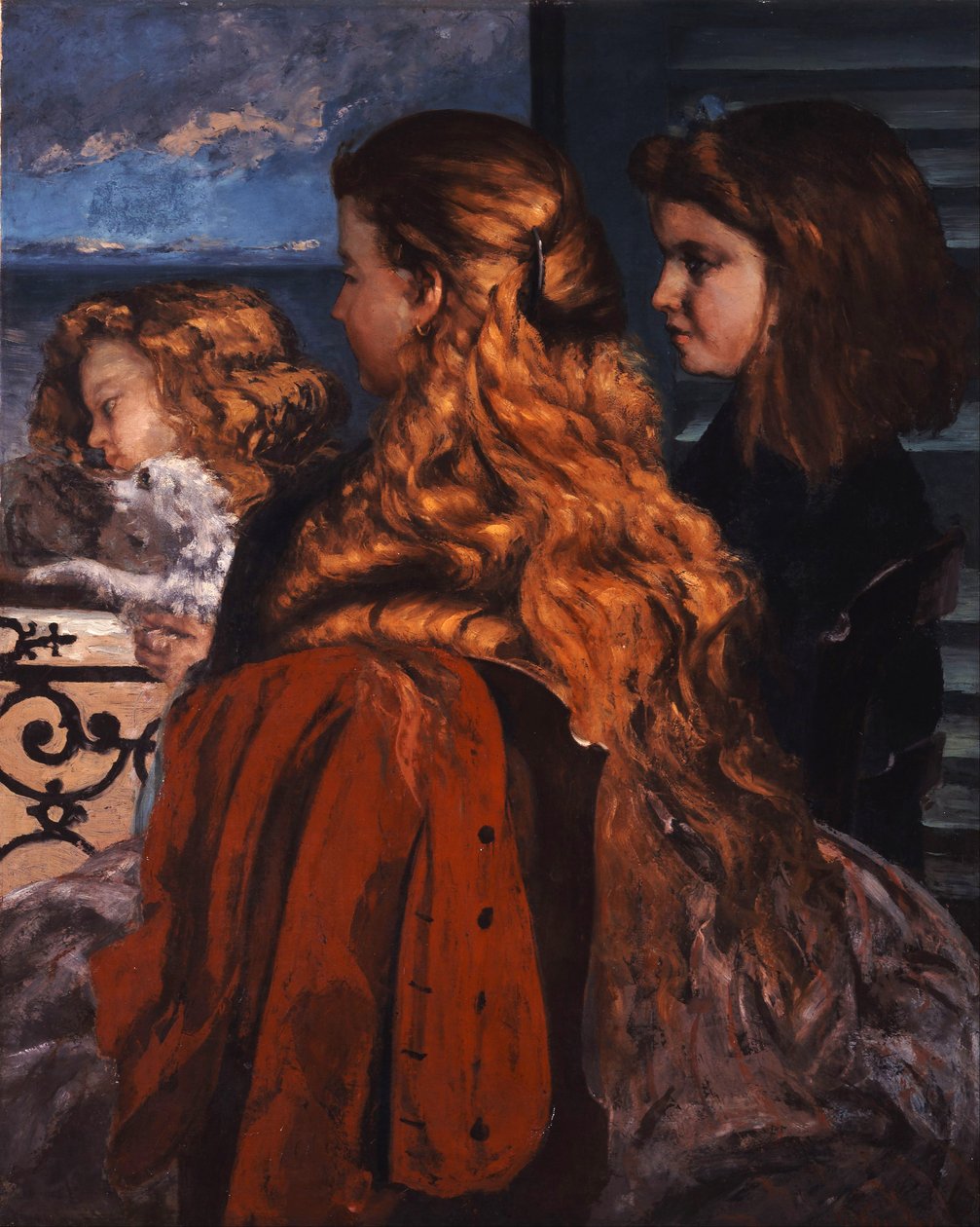 Três jovens inglesas junto a uma janela de Gustave Courbet