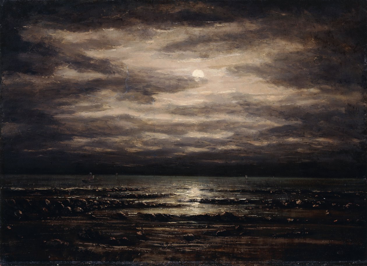 Crepúsculo no lago Leman em Bon Port, 1876 de Gustave Courbet
