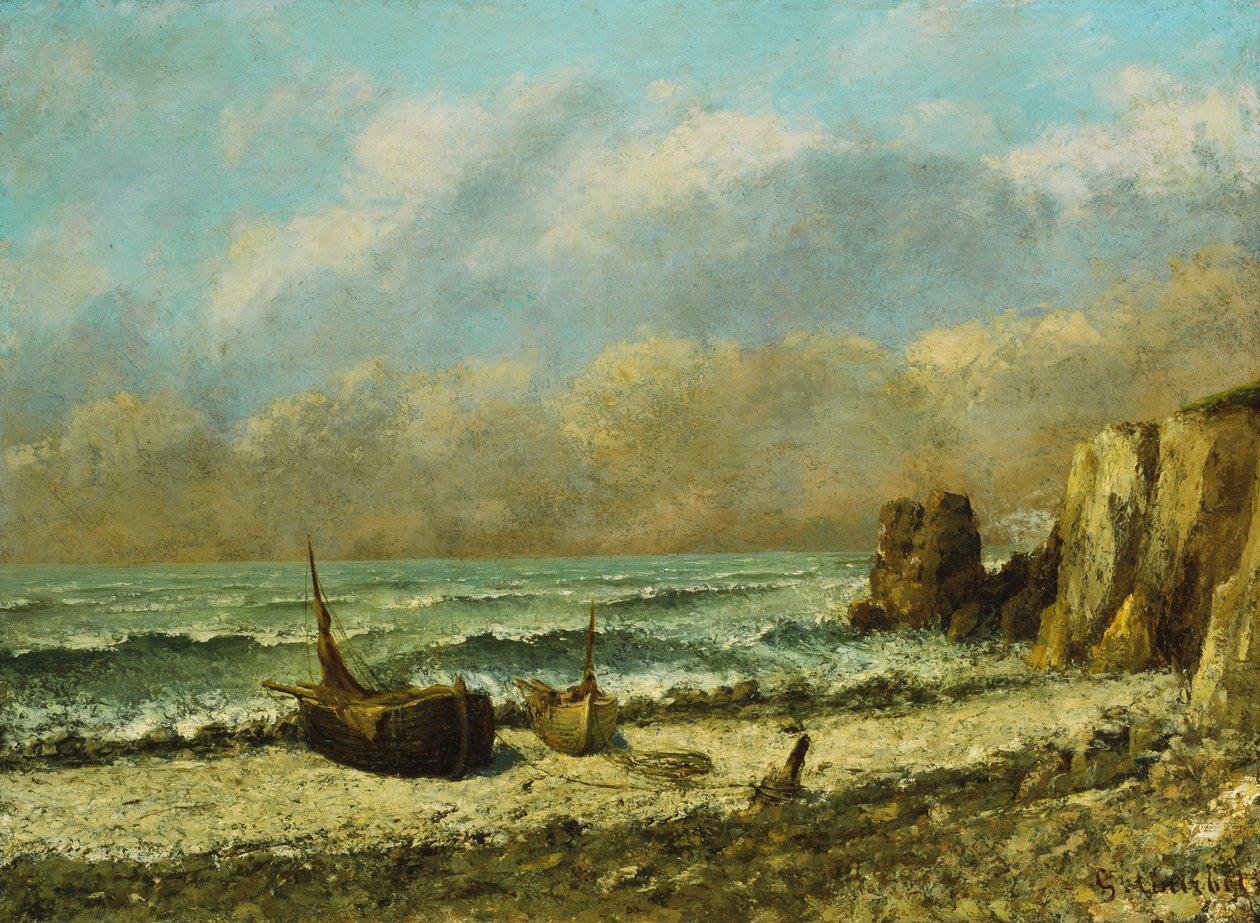 Dois barcos na praia, de Gustave Courbet