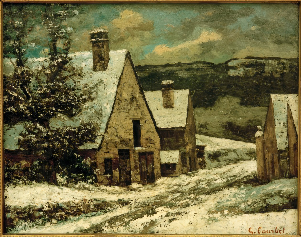 Aldeia sob a neve de Gustave Courbet
