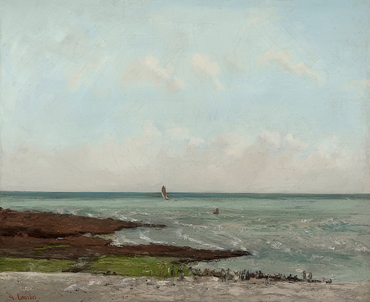 Lavadeiras na maré baixa, Étretat. 1866 ou 1869 de Gustave Courbet