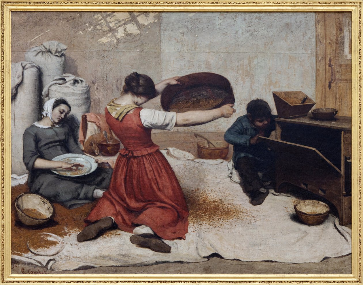 Screeners de trigo, Pintura a óleo sobre tela de Gustave Courbet (1819-1877). Fotografia, KIM Youngtae, Nantes, Musee des Beaux Art de Nantes. de Gustave Courbet