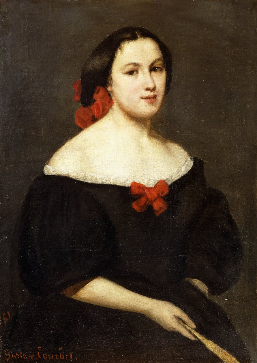 Mulher com um ventilador; Femme a L "Eventail, 1861 de Gustave Courbet