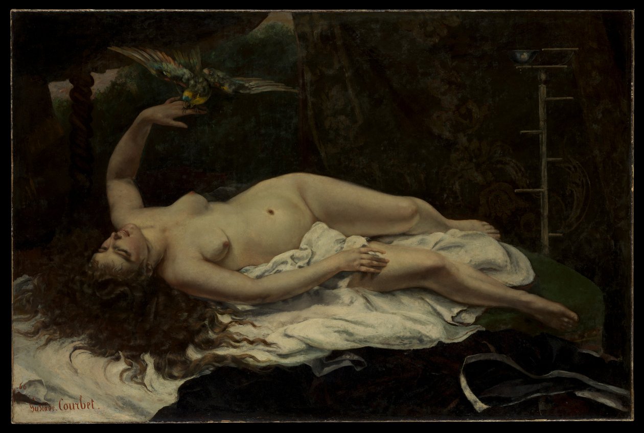 Mulher com um papagaio de Gustave Courbet