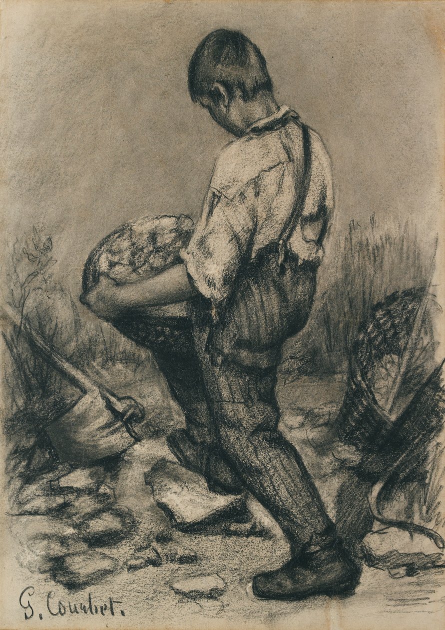 Quebra-pedras jovem, c1864-1865 de Gustave Courbet