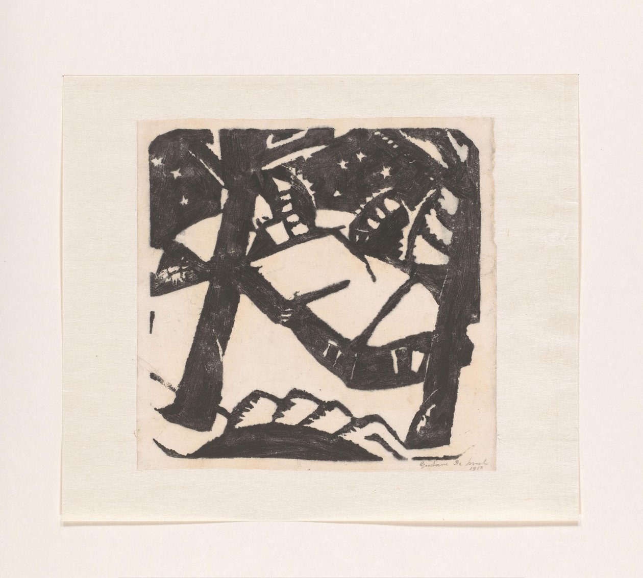 Árvores e telhados cobertos de neve de Gustave De Smet (signed by artist)