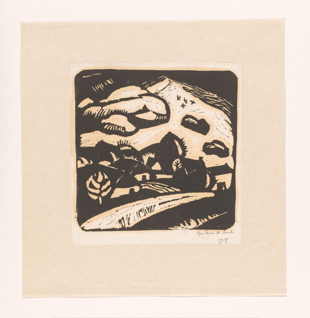 Paisagem com casas, estrada e montanha de Gustave De Smet (signed by artist)