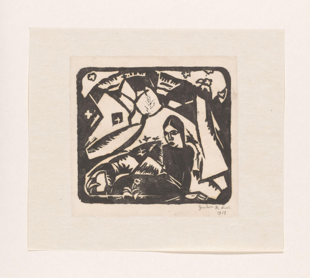 Mulher sentada numa paisagem de Gustave De Smet (signed by artist)