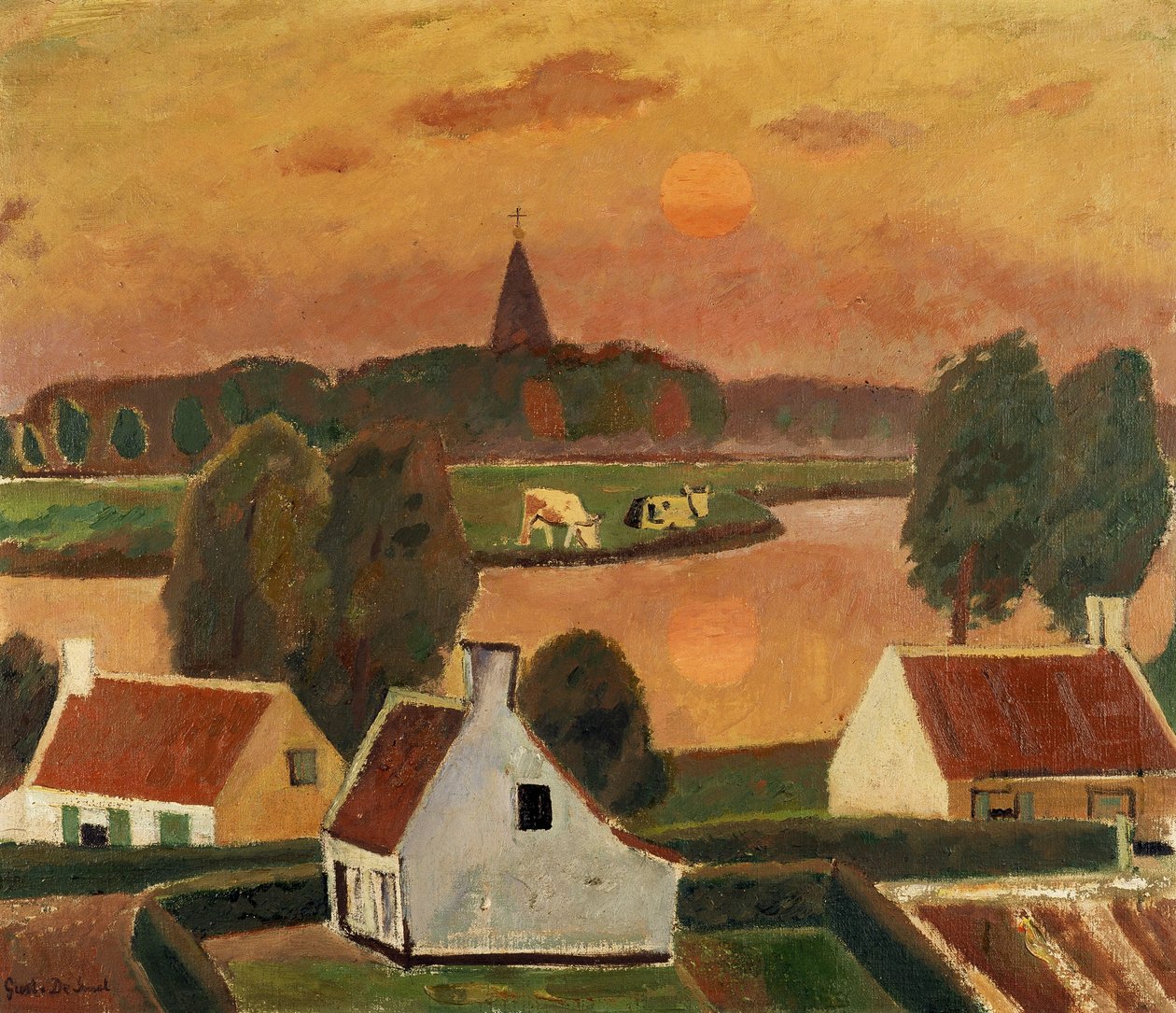 Vista de uma aldeia de Gustave de Smet