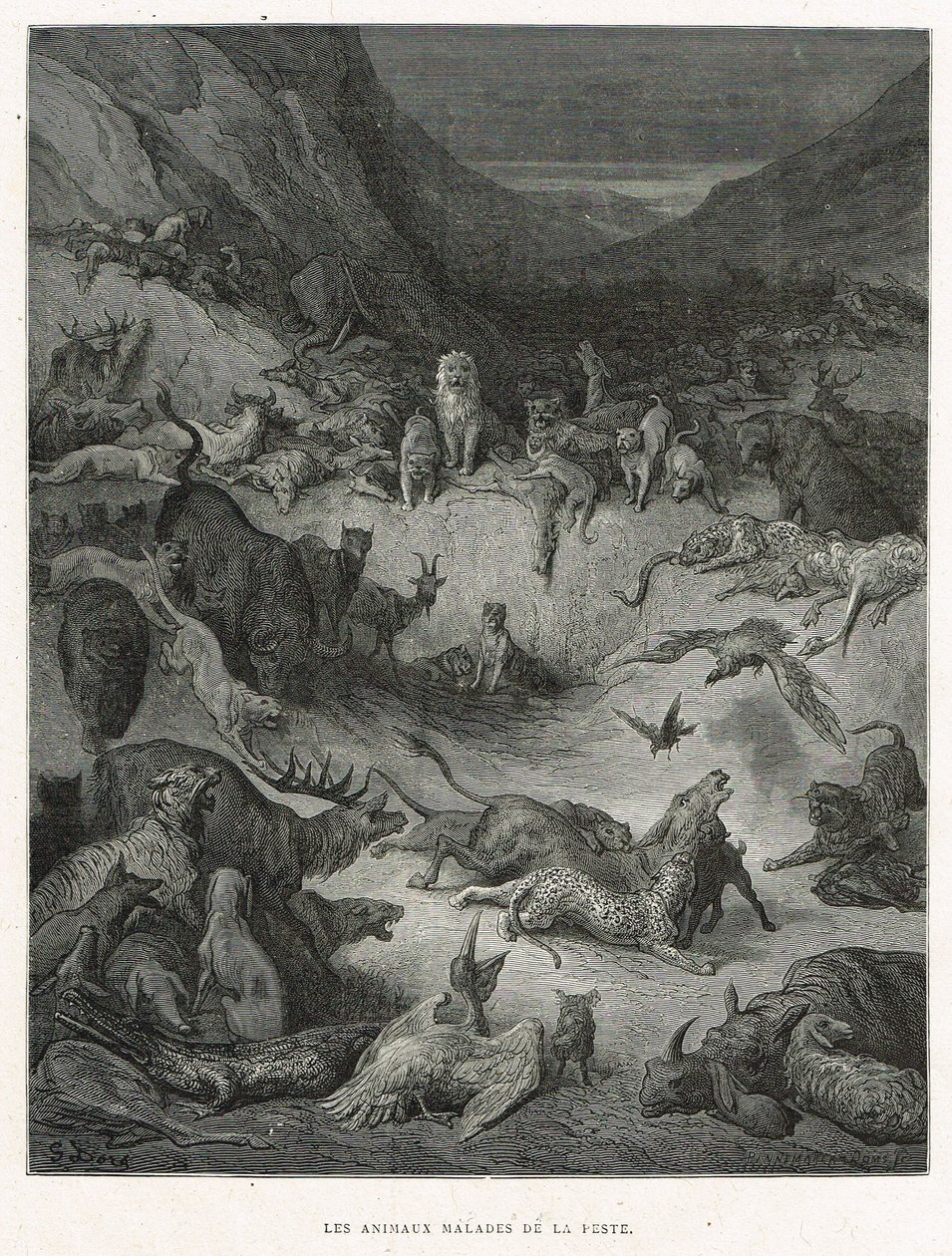 Animais doentes da peste de Gustave Dore