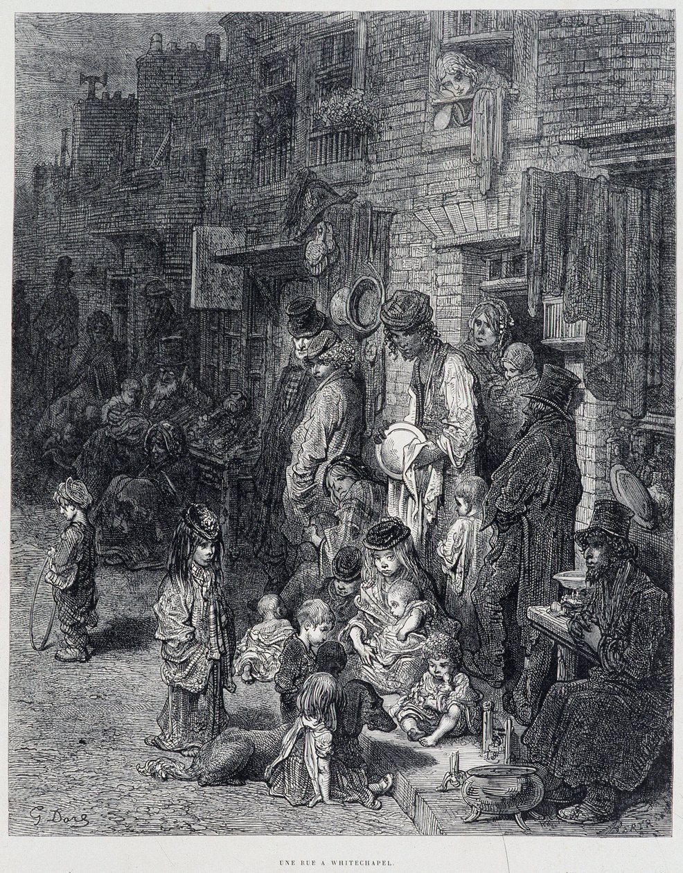 A Street in Whitechapel - em "Londres" de Gustave Dore de Gustave Dore