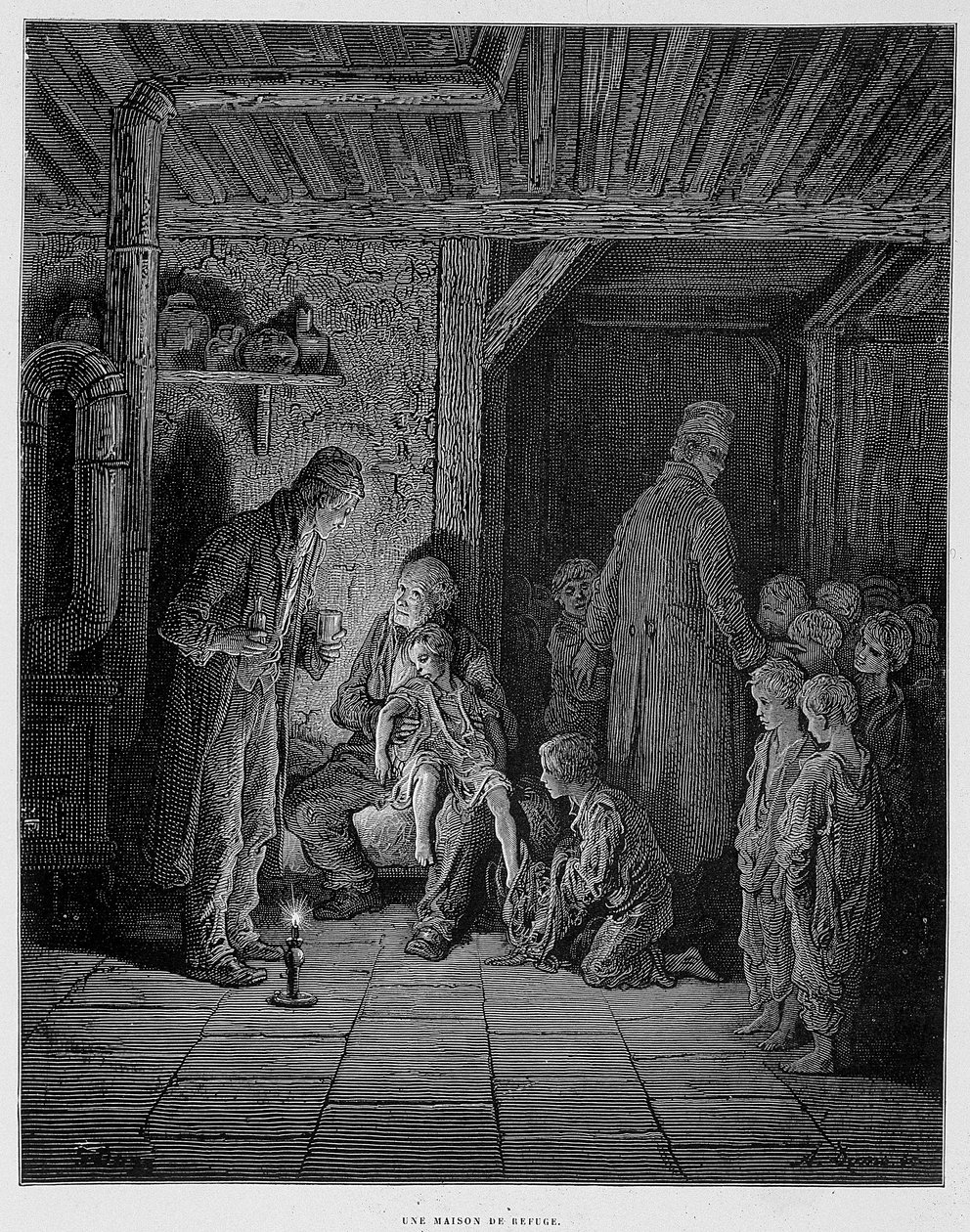 Uma casa de refúgio - em "Londres" de Gustave Dore de Gustave Dore