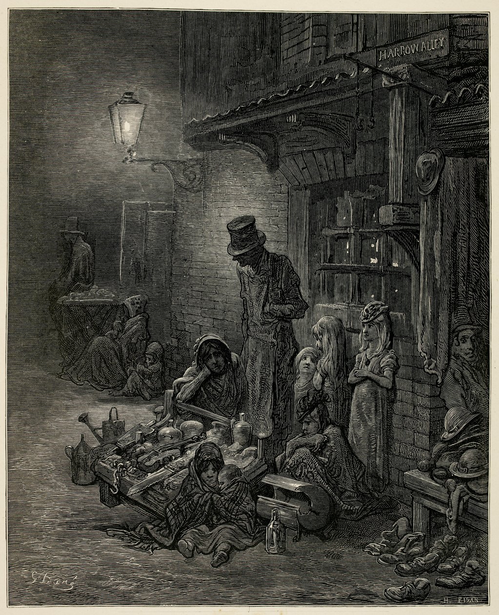 Uma família pobre com os seus pertences. de Gustave Dore
