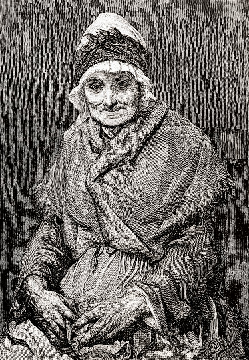 Segundo um desenho feito em 1880 por Gustave Dore da sua ama Françoise. De Life and Reminiscences of Gustave Dore, publicado em 1885. de Gustave Dore