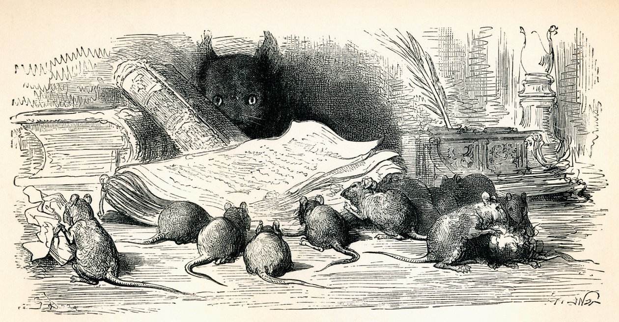 Segundo uma obra de Gustave Dore a partir de Fábulas de La Fontaine. De Life and Reminiscences of Gustave Dore, publicado em 1885. de Gustave Dore