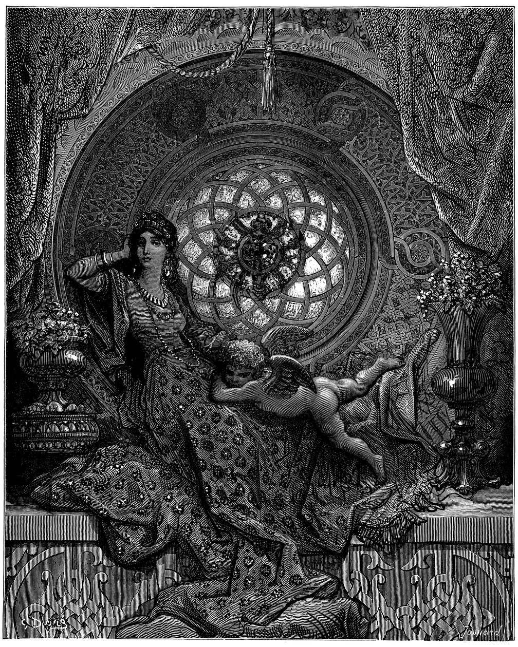 A beleza de Alcina supera todas as dúvidas de Ruggiero de Gustave Dore