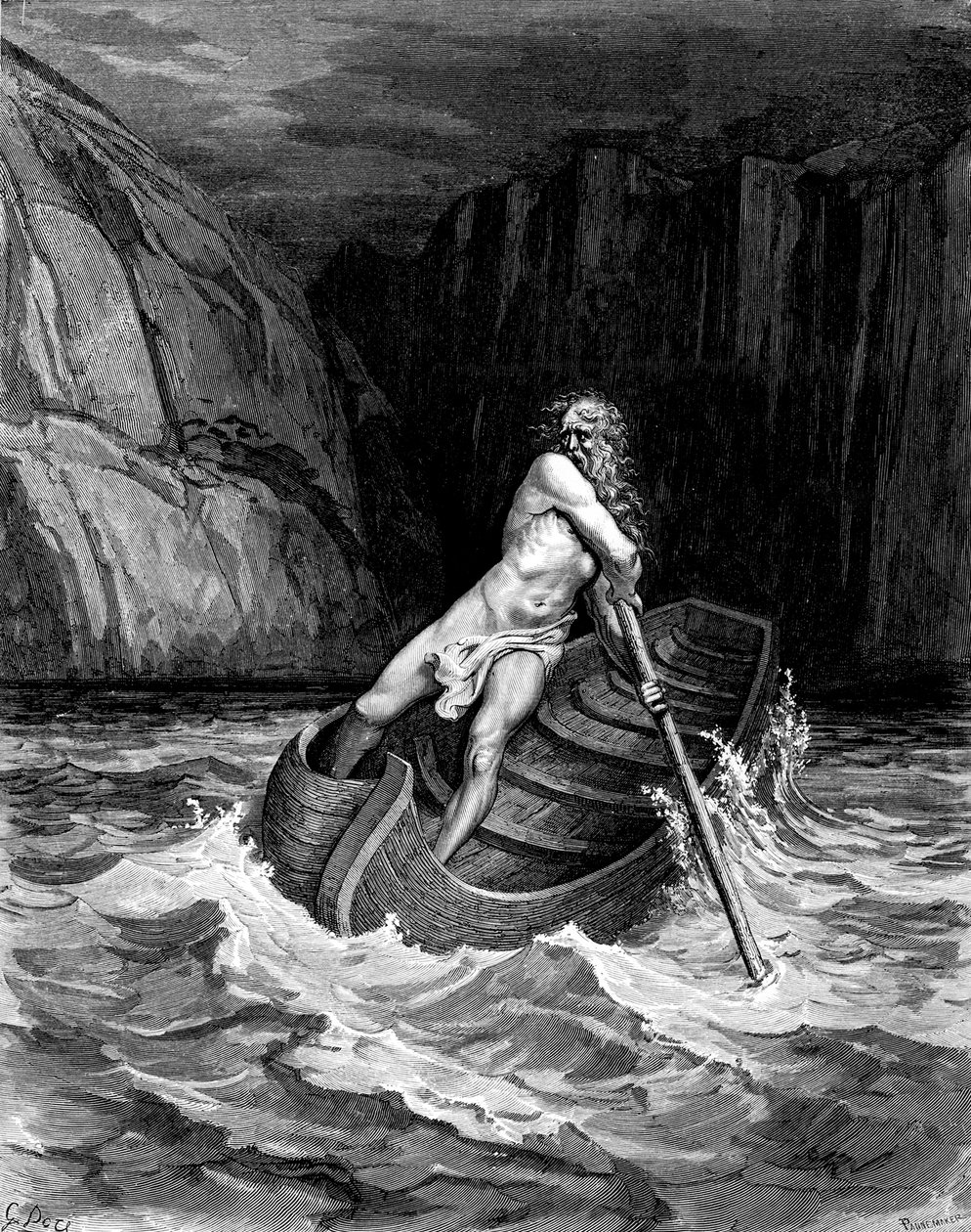 Chegada de Caronte, 1857. de Gustave Dore